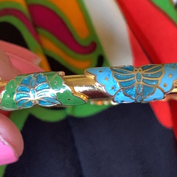 Vintage Cloisonné Butterfly Bangle - Picture 5 of 7
